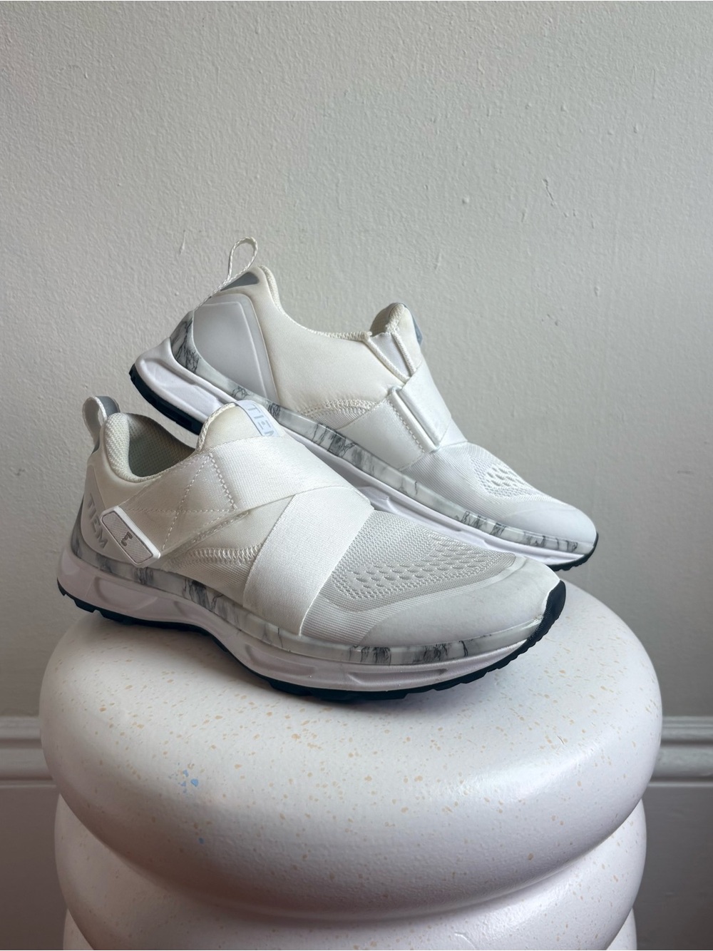 TIEM Women's White Sneakers with Marble-Detail Midsole cycling with spd cleat - Picture 5 of 5